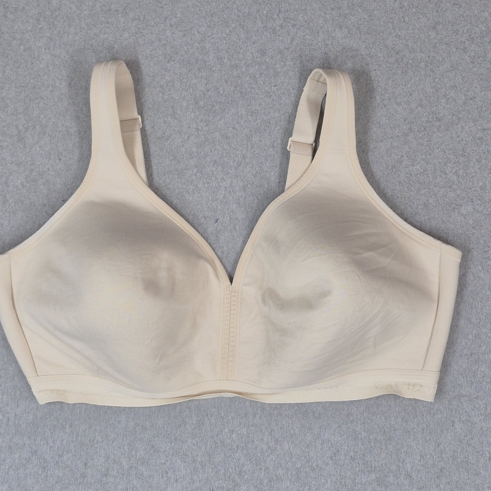 Cacique Women Bra 44DD Beige Lightly Lined Adjustable Strap Wireless Wide